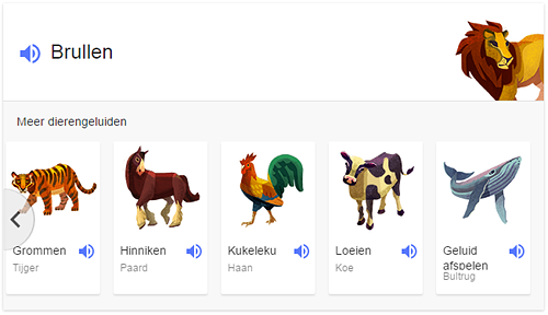 Google OneBox dierengeluiden